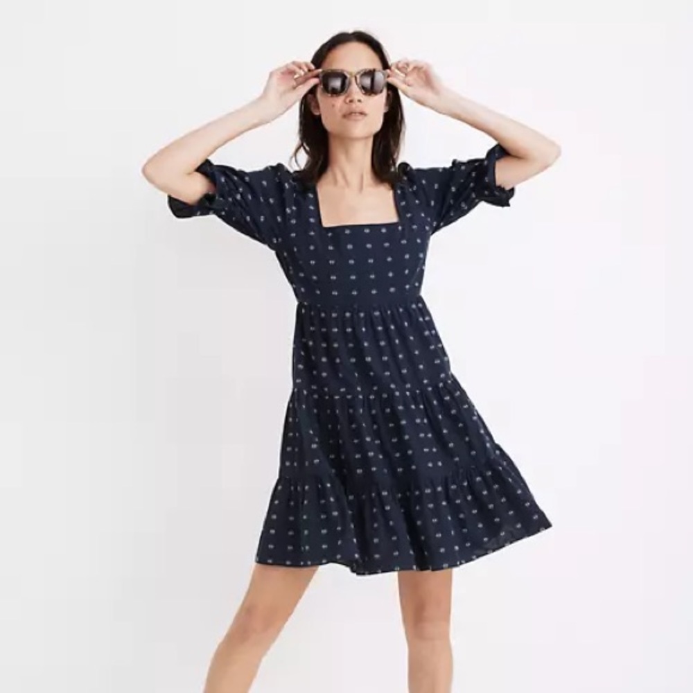 Square-Neck Puff-Sleeve Babydoll Dress